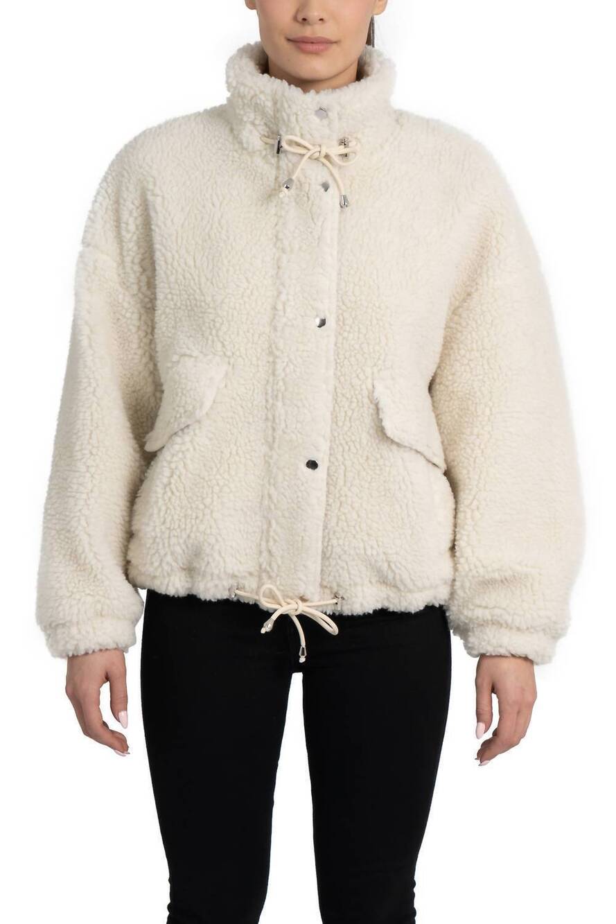 NEW LOVE TOKEN amari teddy faux fur jacket in beige